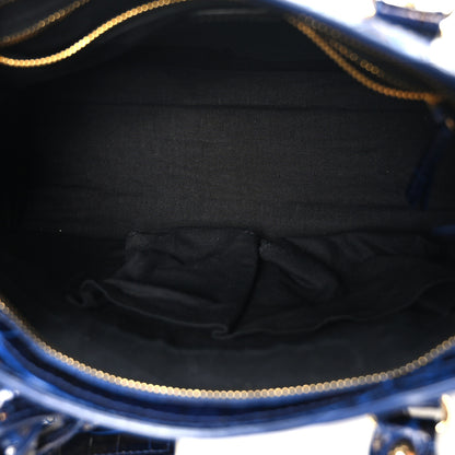 Balenciaga Calfskin Crocodile Embossed Gold Metallic Edge Hardware S City Bleu 6 of 10