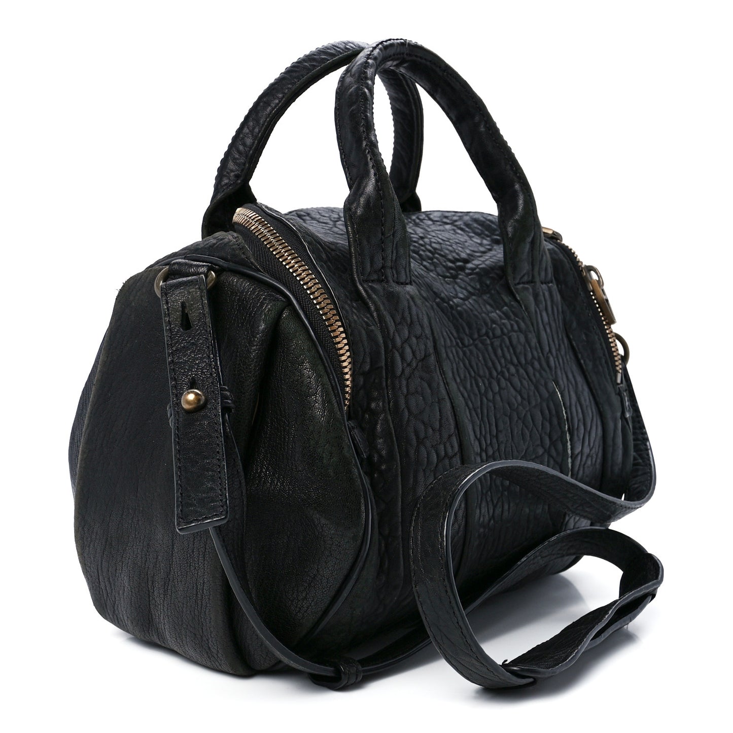Pebbled Lambskin Rockie Black Antique Brass Hardware