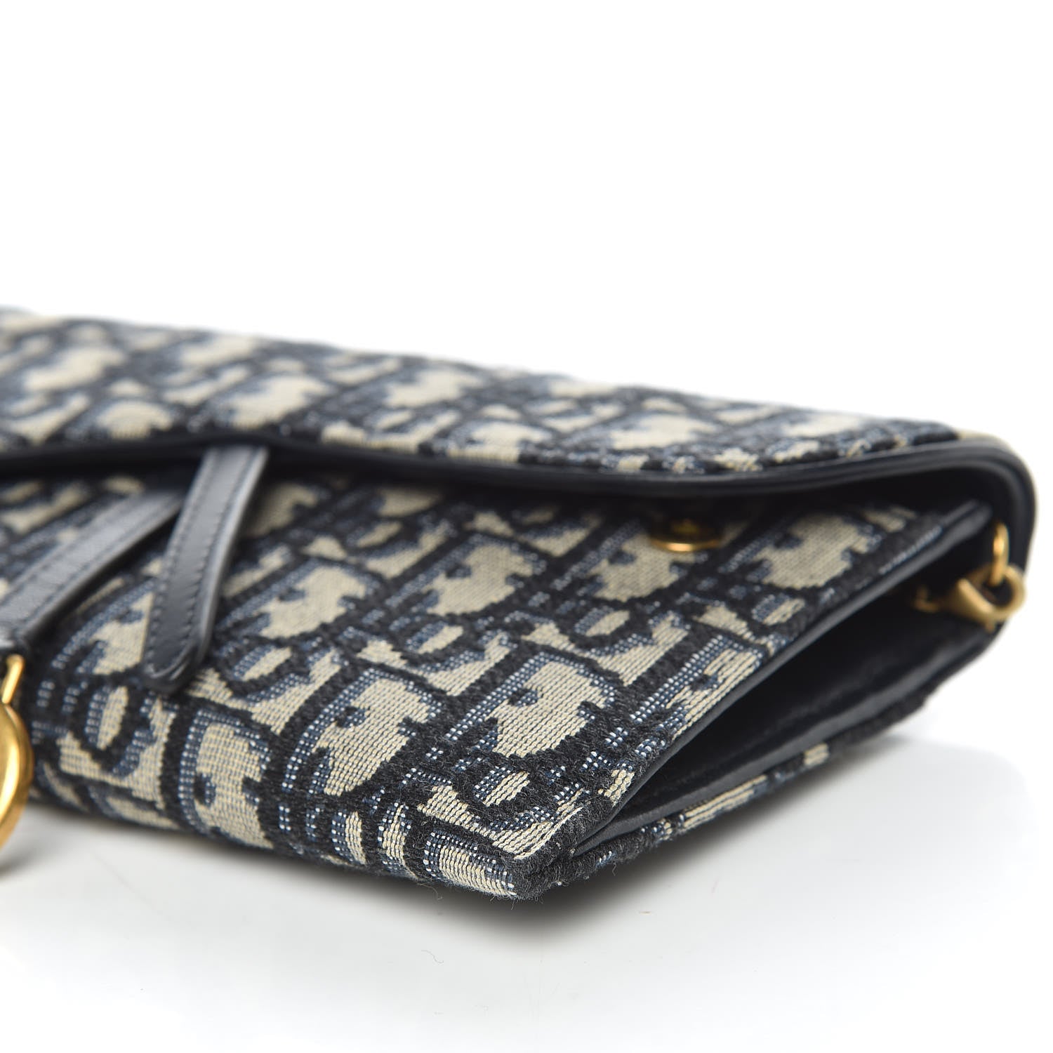 Christian Dior Oblique Saddle Chain Wallet Blue 10 of 11