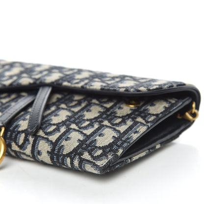 Christian Dior Oblique Saddle Chain Wallet Blue 10 of 11