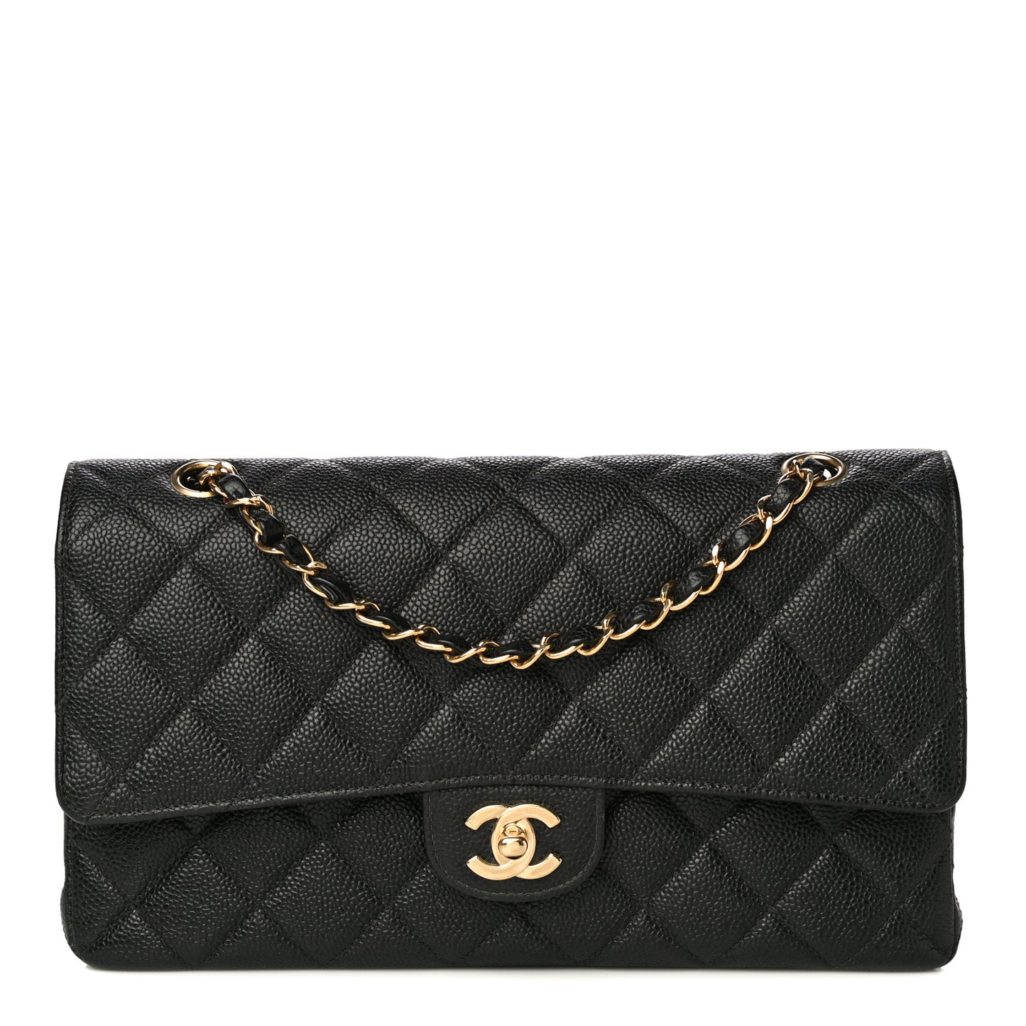 Caviar Quilted Small Double Flap Black