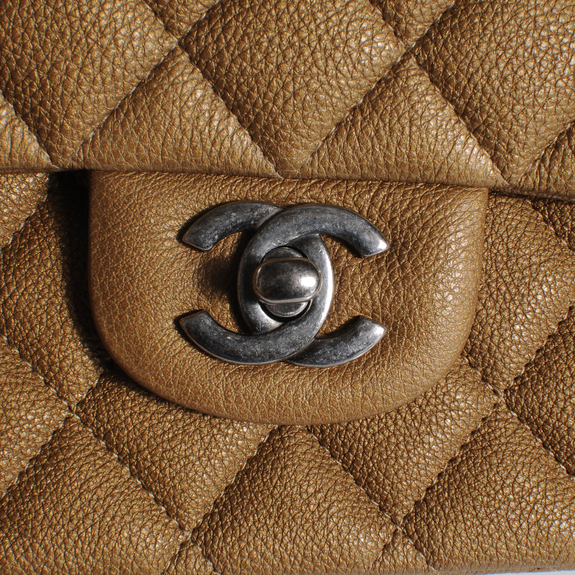Chanel Grained Calfskin Medium Double Flap Dark Gold 13C 5 of 12