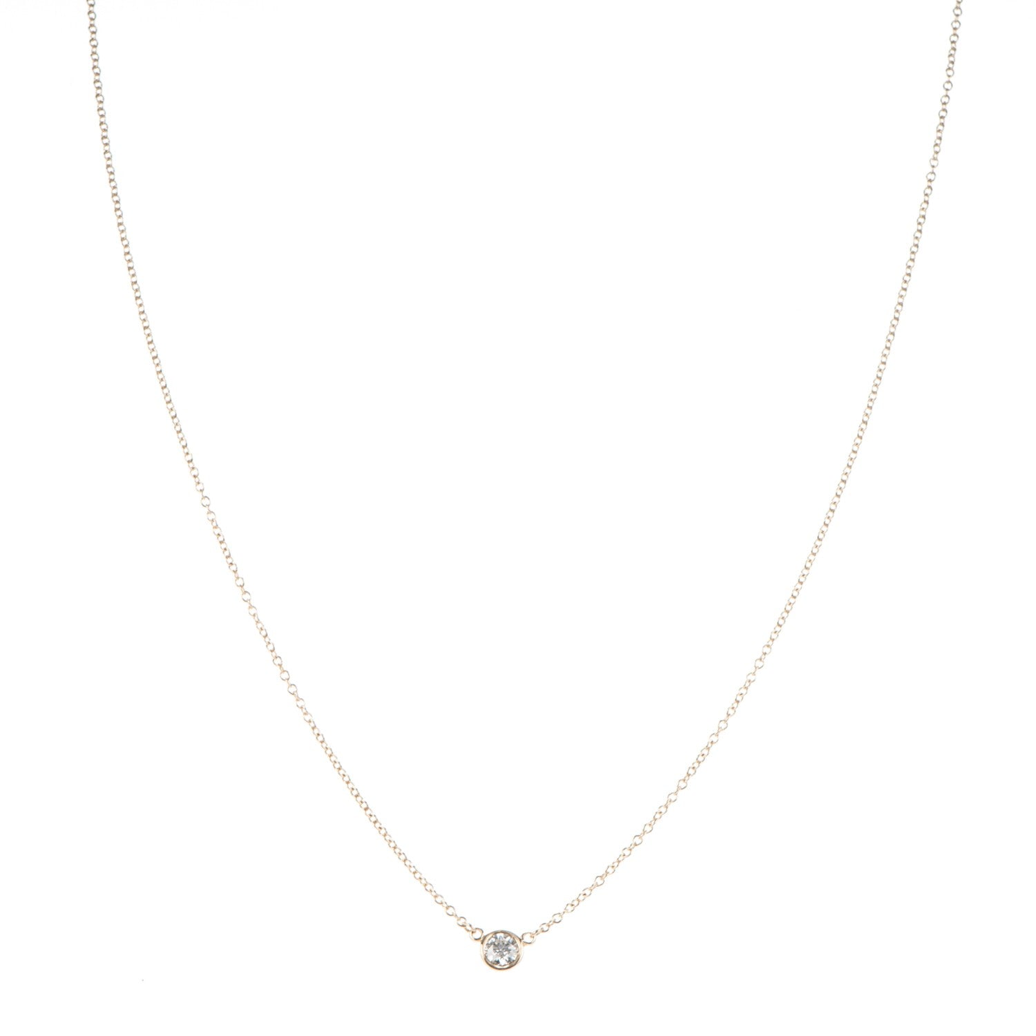 Tiffany 18K Yellow Gold Diamond .14ct Elsa Peretti Diamonds by the Yard Pendant Necklace 1 of 5