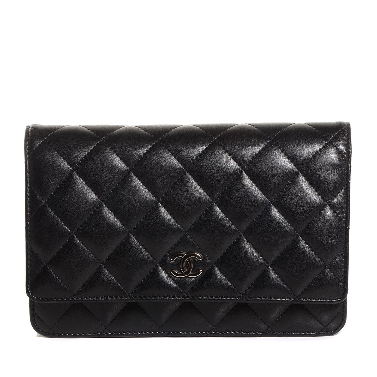 Lambskin Quilted Wallet On Chain WOC Black