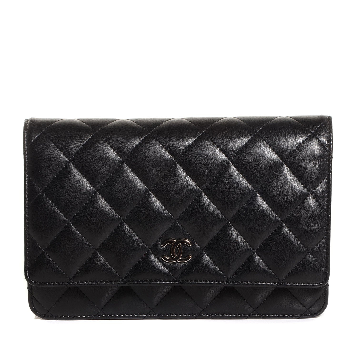 Chanel Lambskin Quilted Wallet On Chain WOC Black 1 of 8