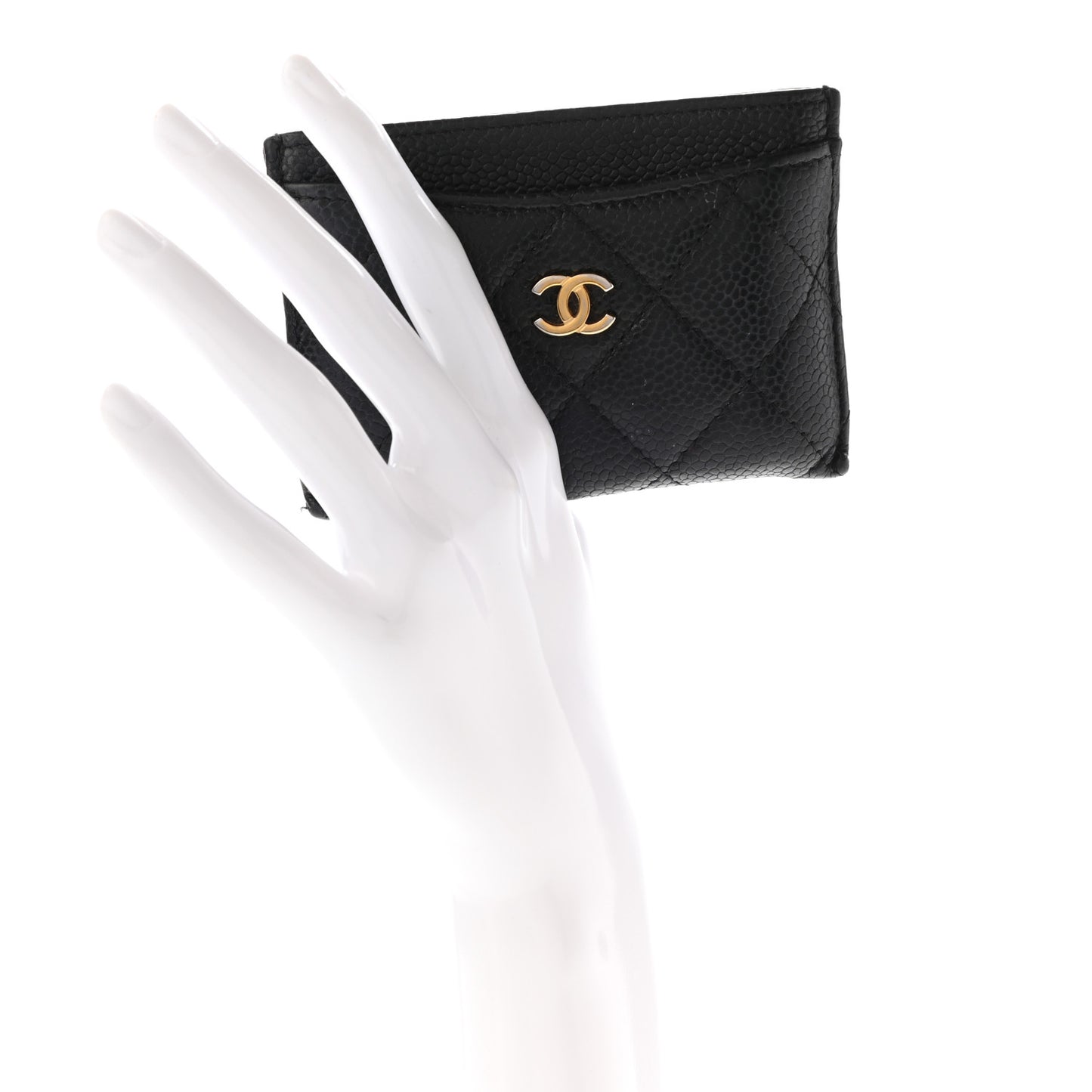 Caviar Quilted Card Holder Black