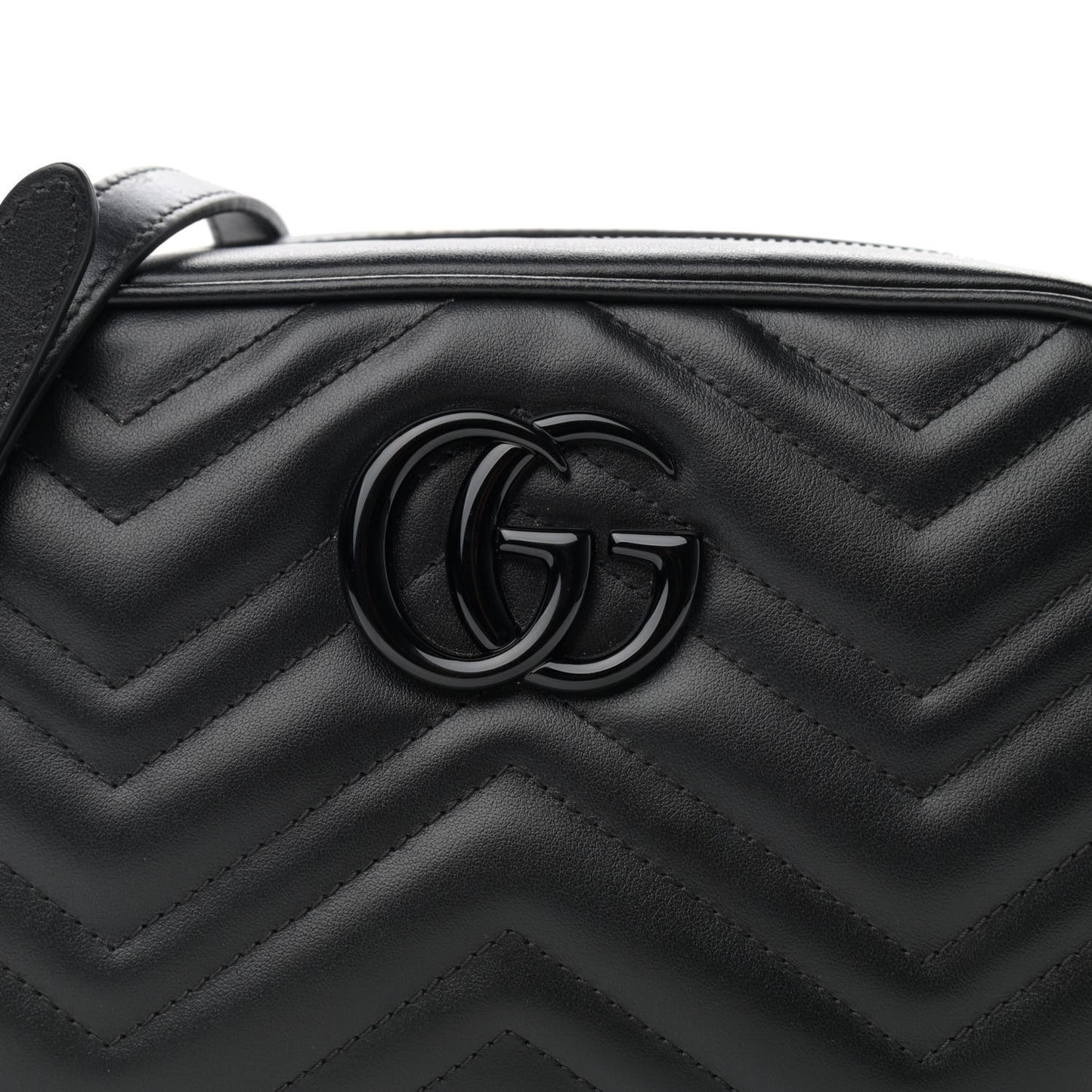 Calfskin Matelasse Monochrome Small GG Marmont Chain Shoulder Bag Black