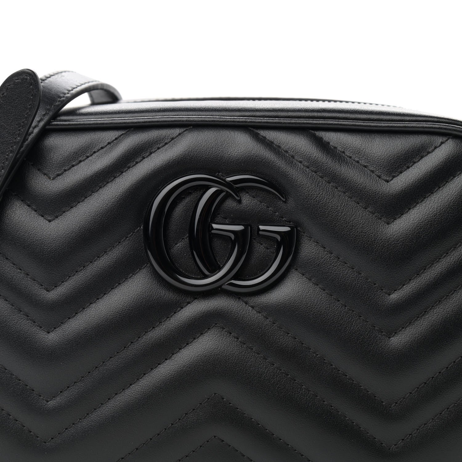 Gucci Calfskin Matelasse Monochrome Small GG Marmont Chain Shoulder Bag Black 7 of 12