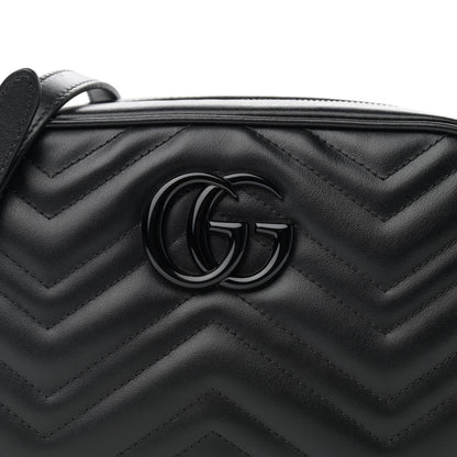 Gucci Calfskin Matelasse Monochrome Small GG Marmont Chain Shoulder Bag Black 7 of 12