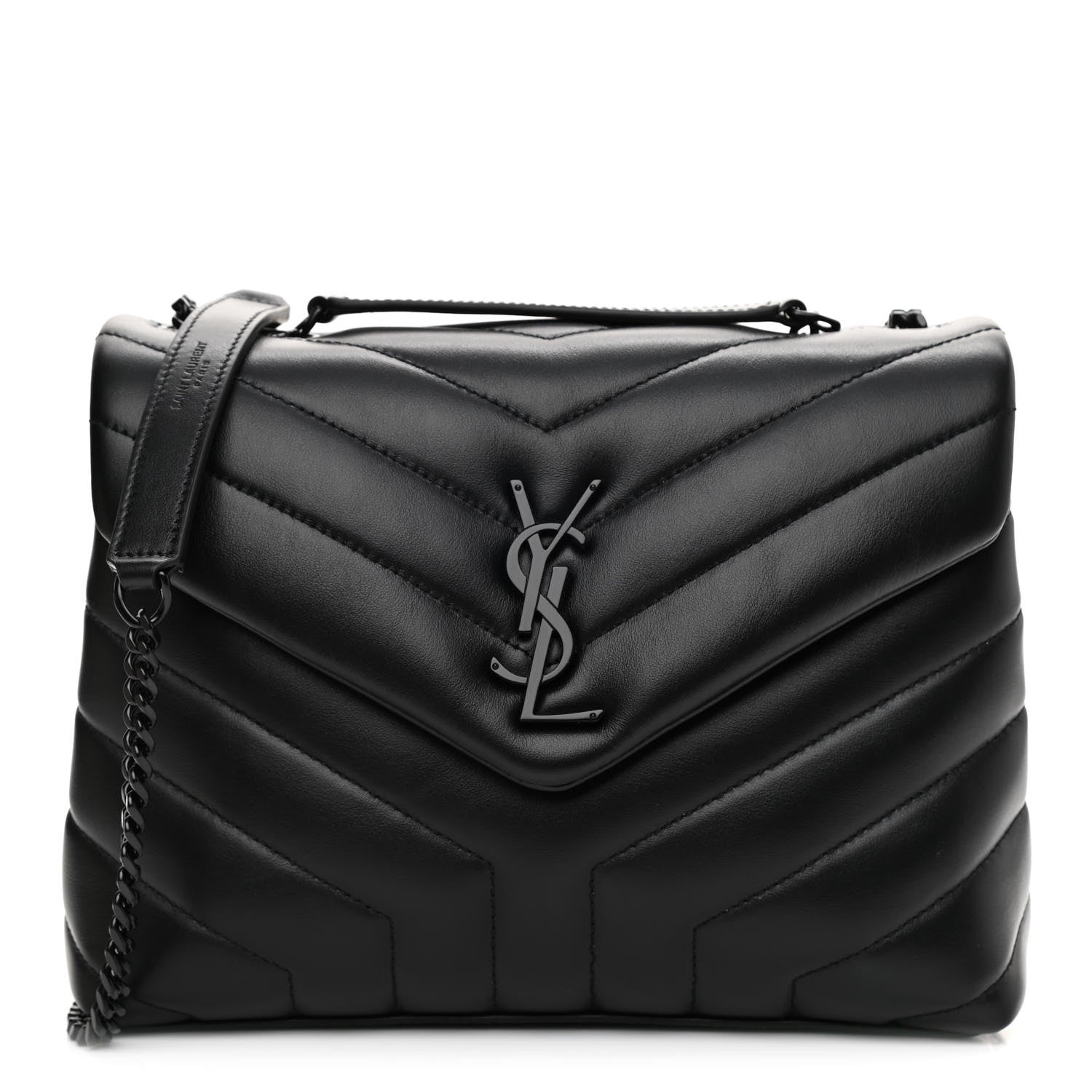 Saint Laurent Calfskin Y Quilted Monogram Monochrome Small Loulou Chain Satchel Black 1 of 7