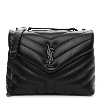 Saint Laurent Calfskin Y Quilted Monogram Monochrome Small Loulou Chain Satchel Black 1 of 7