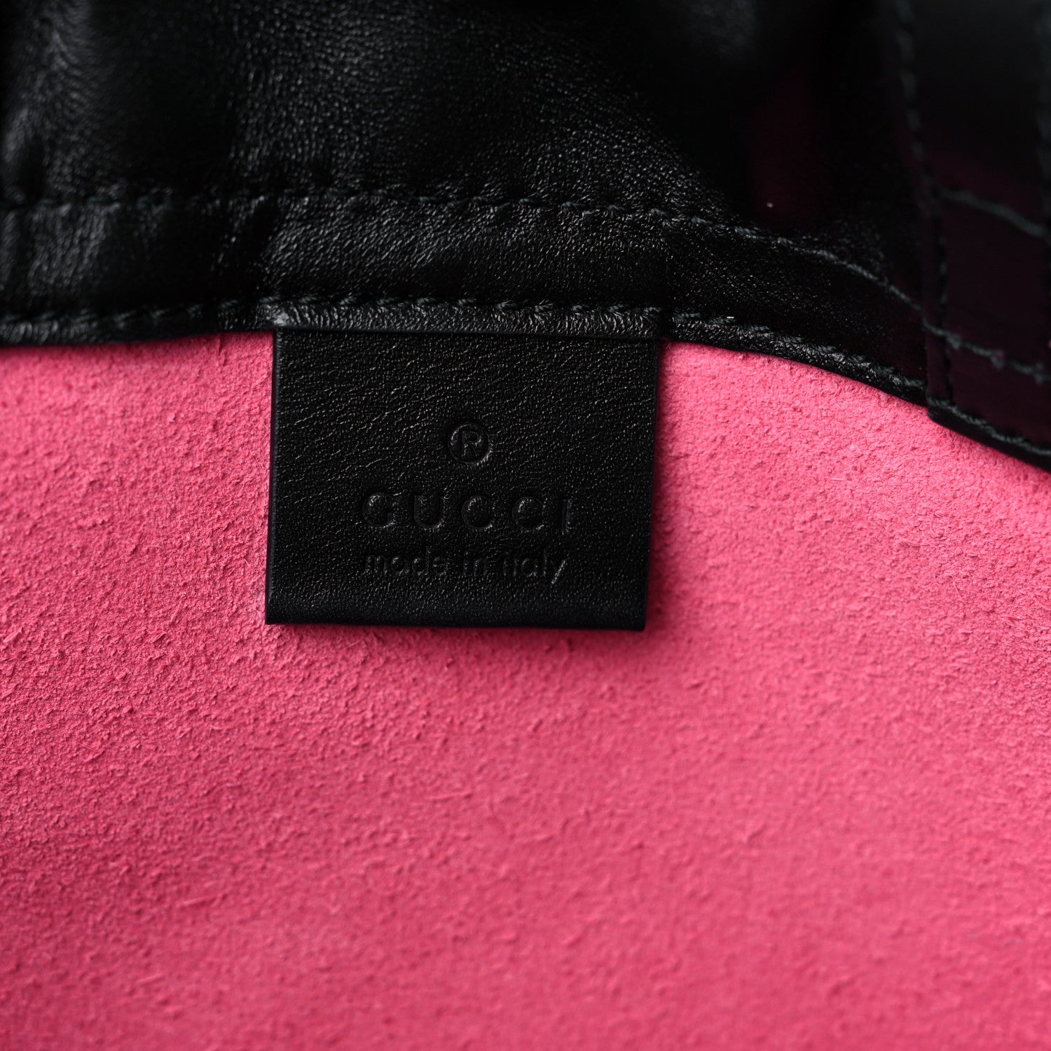 Gucci Grained Calfskin Logo Drawstring Backpack Box Pink Green Black 7 of 11