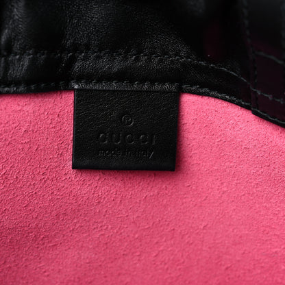 Gucci Grained Calfskin Logo Drawstring Backpack Box Pink Green Black 7 of 11