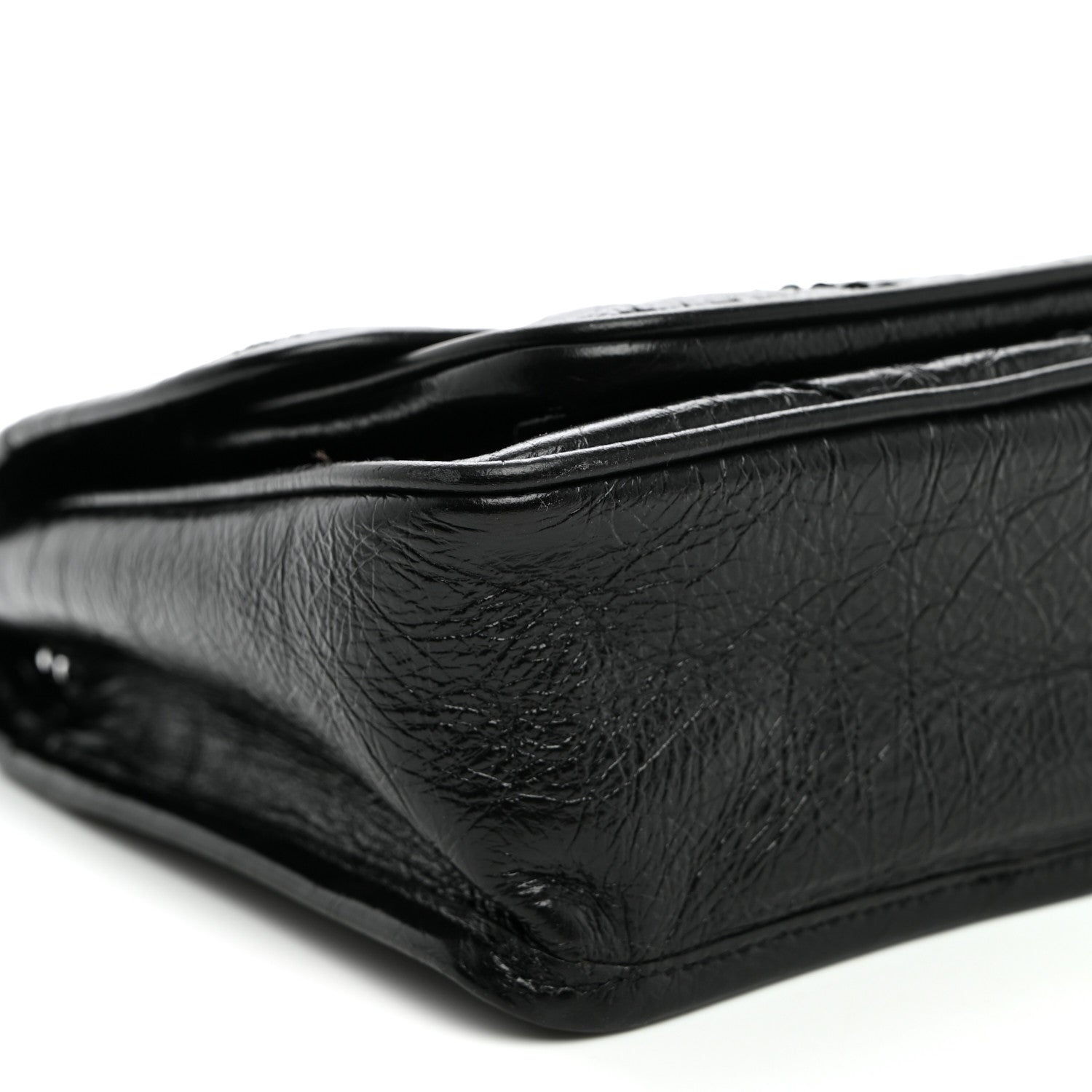 Saint Laurent Crinkled Calfskin Matelasse Monogram Baby Niki Chain Satchel Black 9 of 10