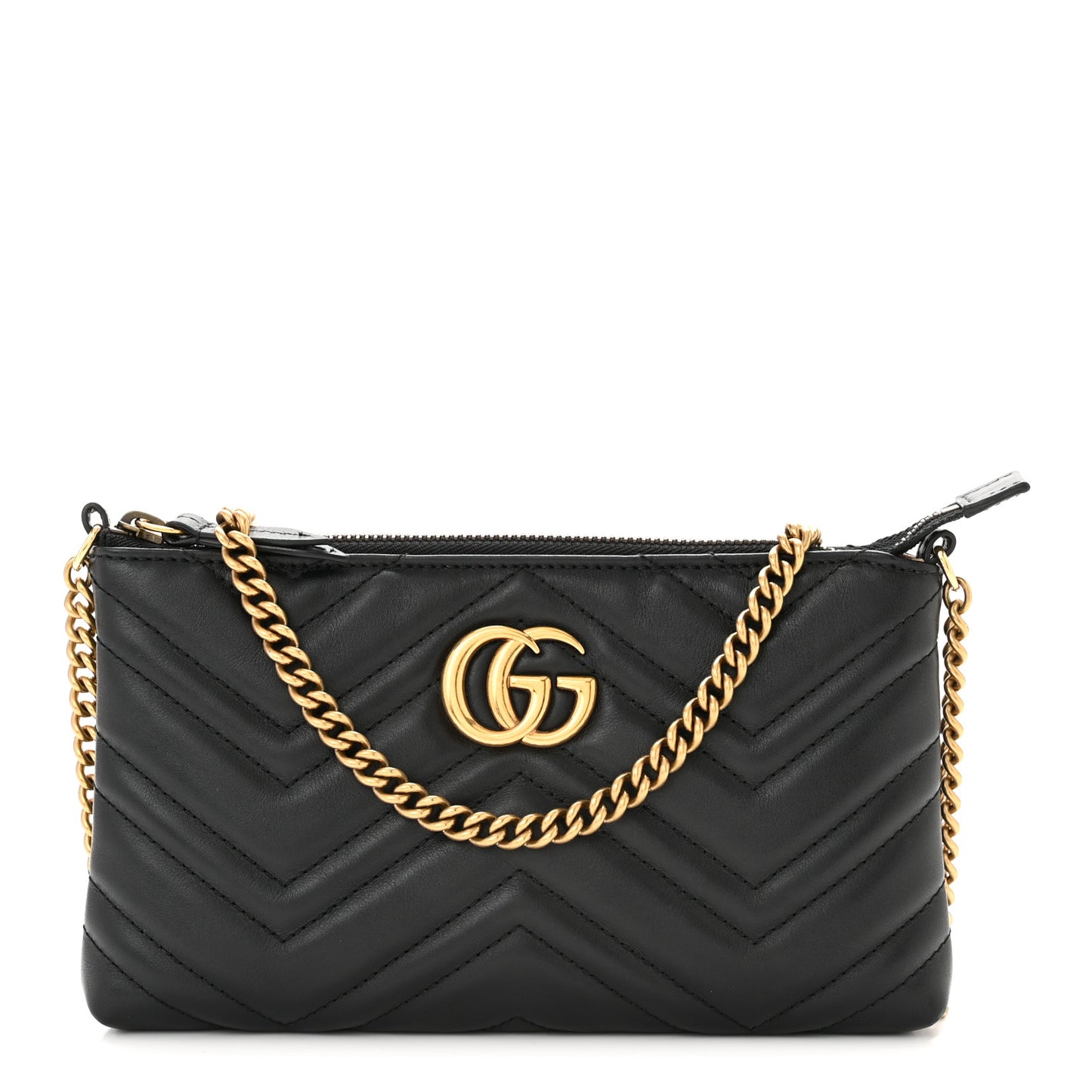 Calfskin Matelasse Mini GG Marmont Chain Bag Black