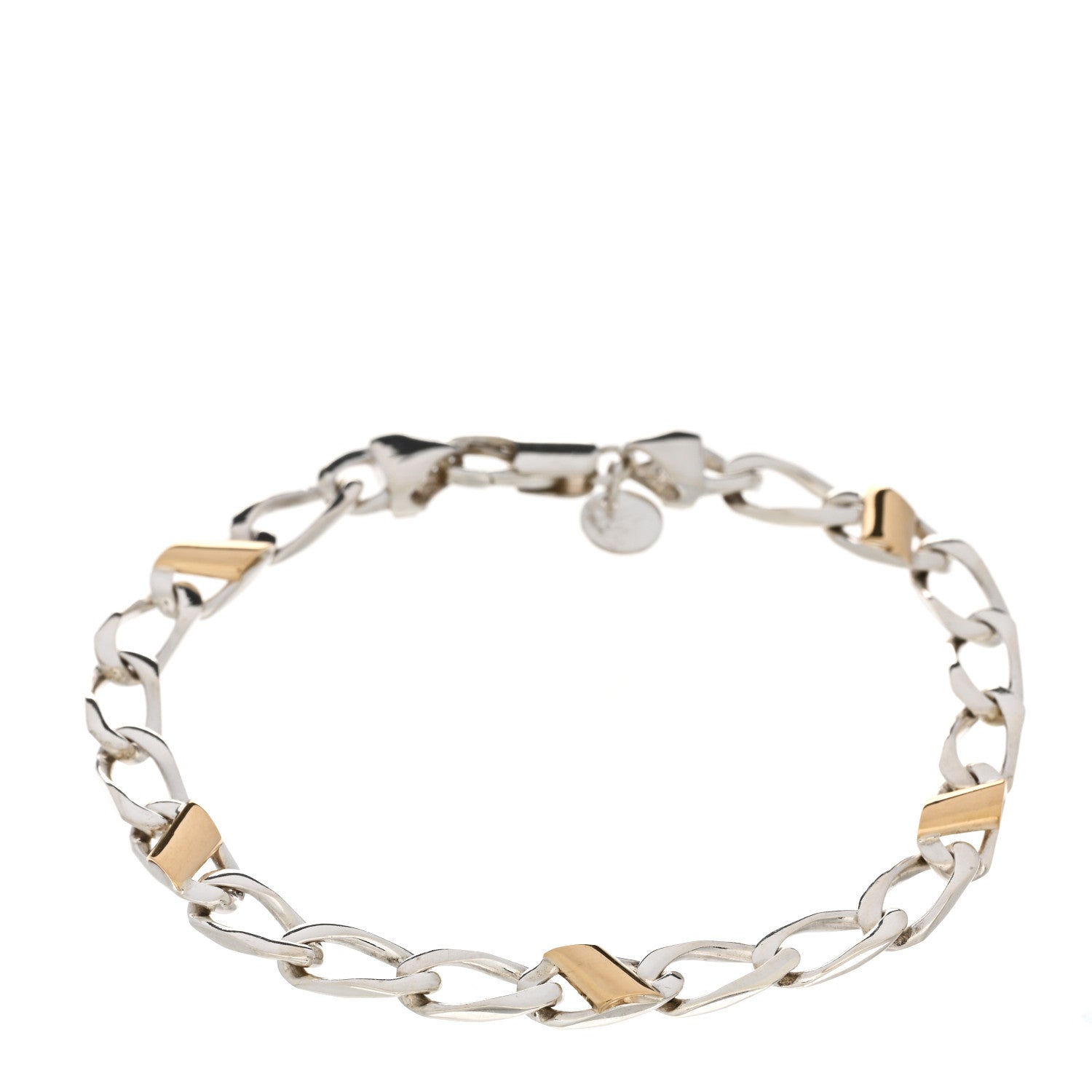 Tiffany Sterling Silver 18k Yellow Gold Curb Link Bracelet 1 of 3