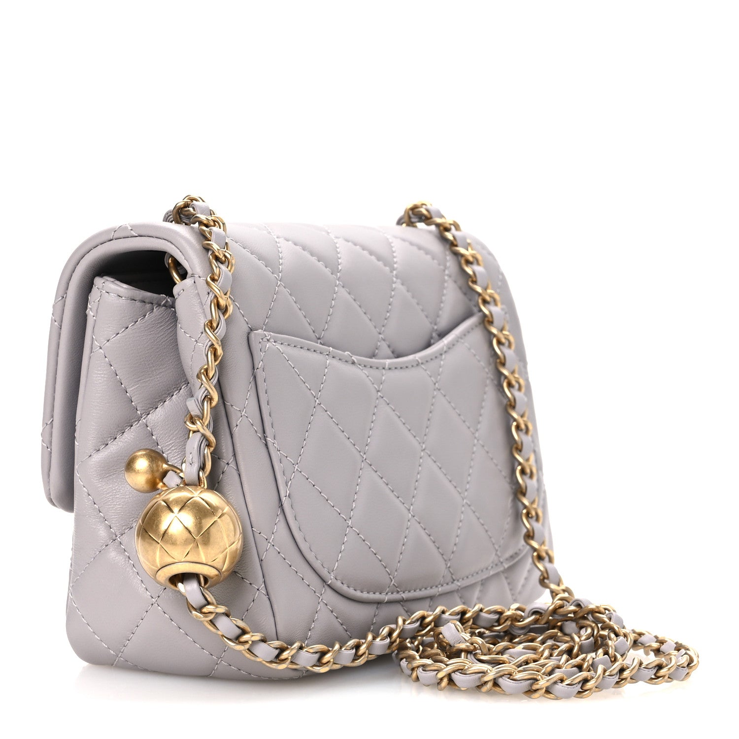 Chanel Lambskin Quilted Mini Pearl Crush Flap Light Grey 3 of 11