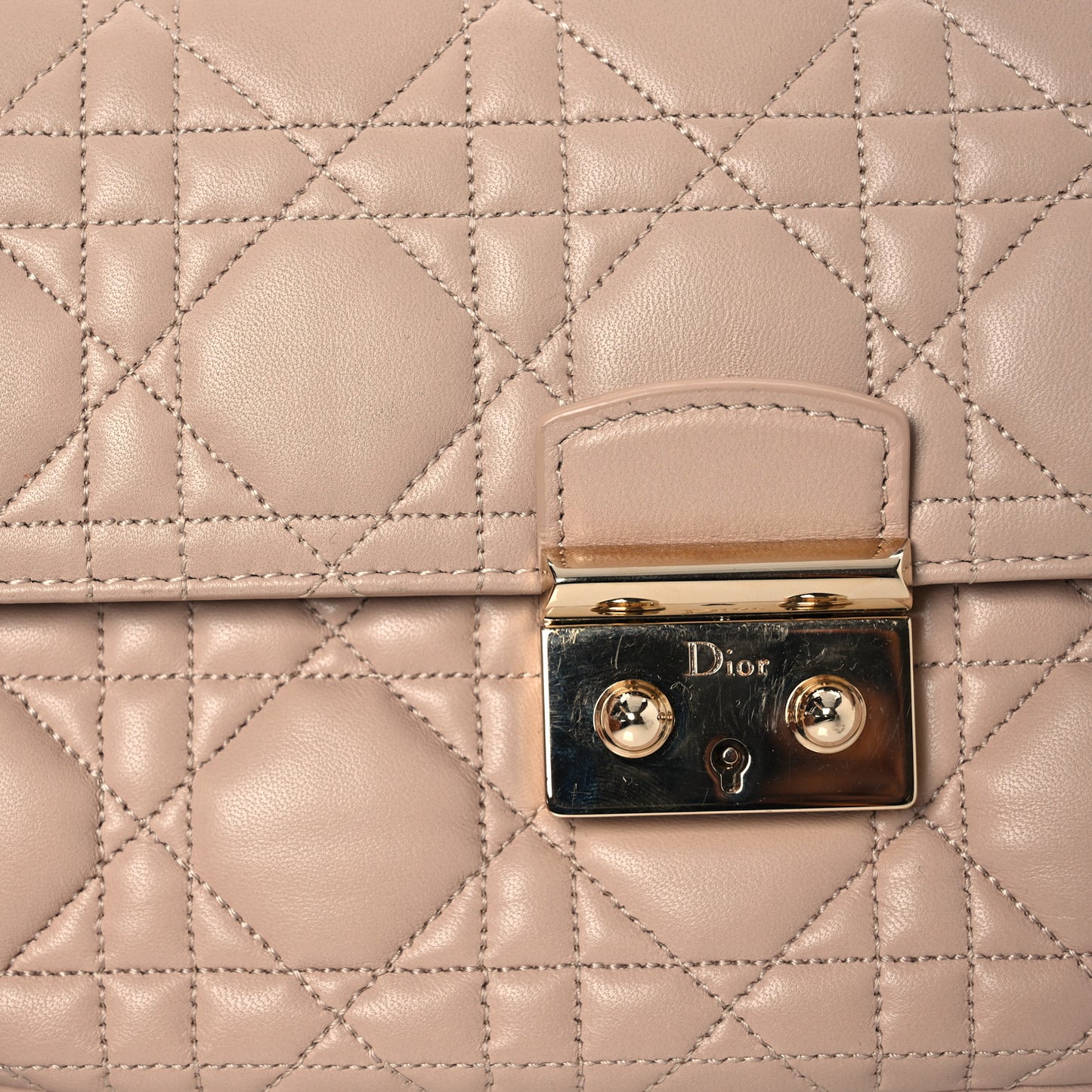 Lambskin Cannage Miss Dior Promenade Pouch Beige