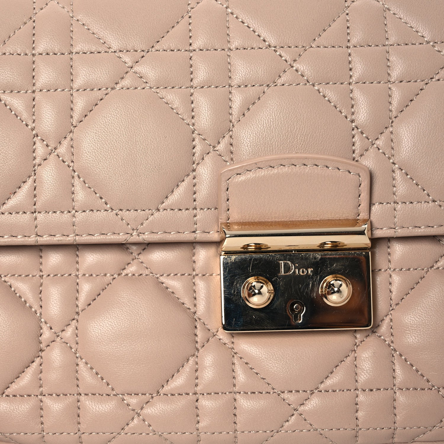 Christian Dior Lambskin Cannage Miss Dior Promenade Pouch Beige 9 of 17
