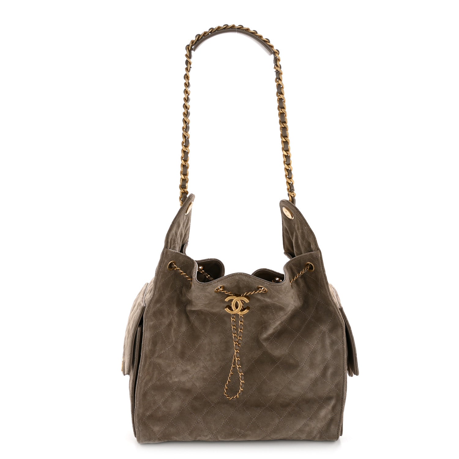 Chanel Suede Quilted Medium Chanel 25 Handbag Grey 1 of 12