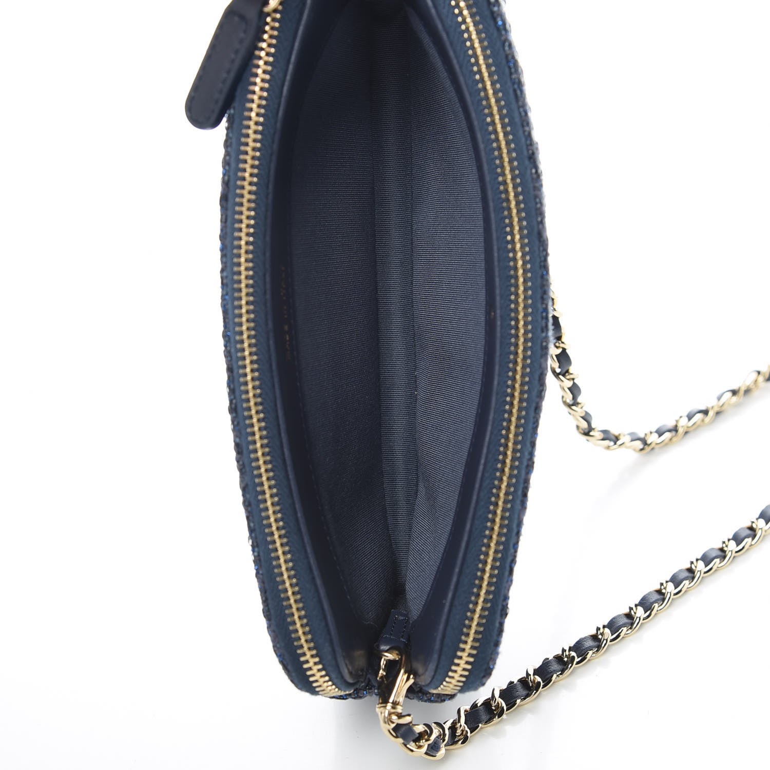 Chanel Canvas Small Deauville Clutch With Chain Blue 9 of 13