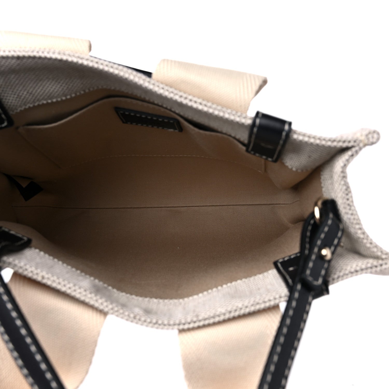Chloe Cotton Calfskin Small Woody Ribbon Tote With Strap White Navy 5 of 9
