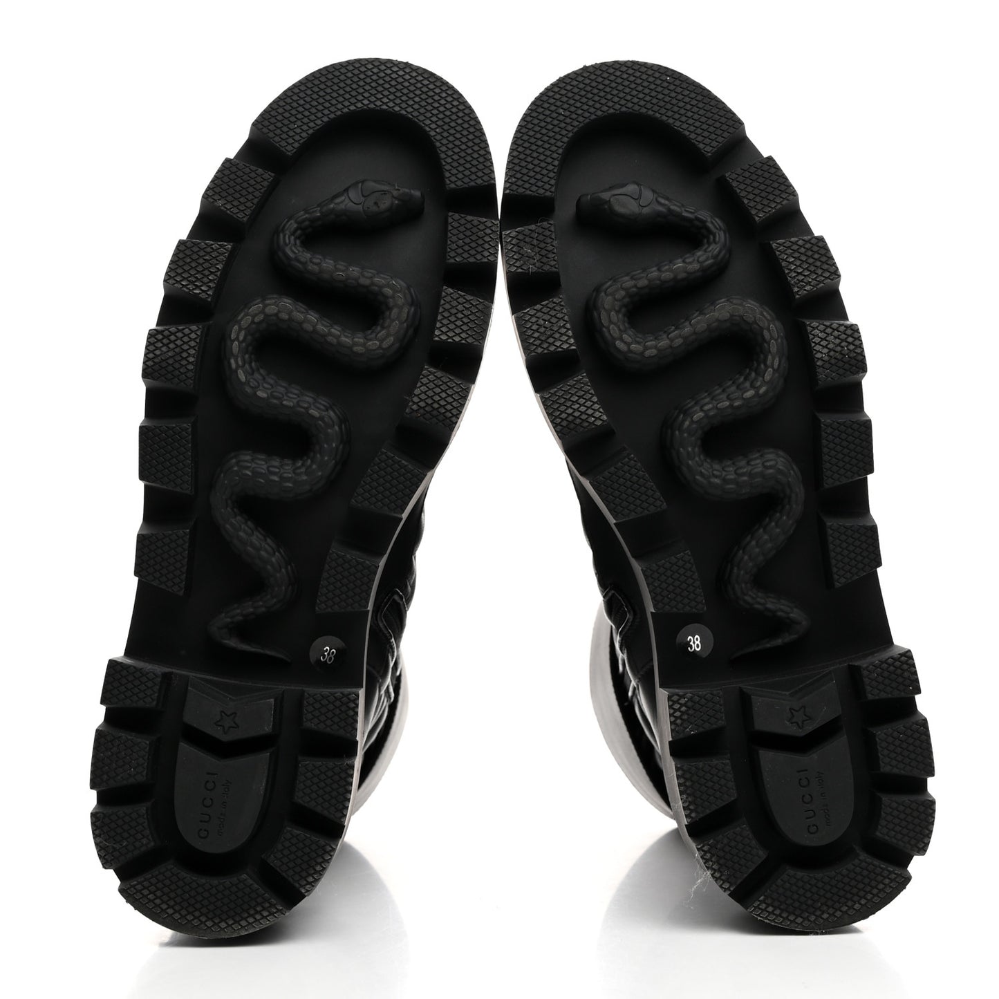 Nappa Frances GG Matelasse Platform Combat Boots 38 Black