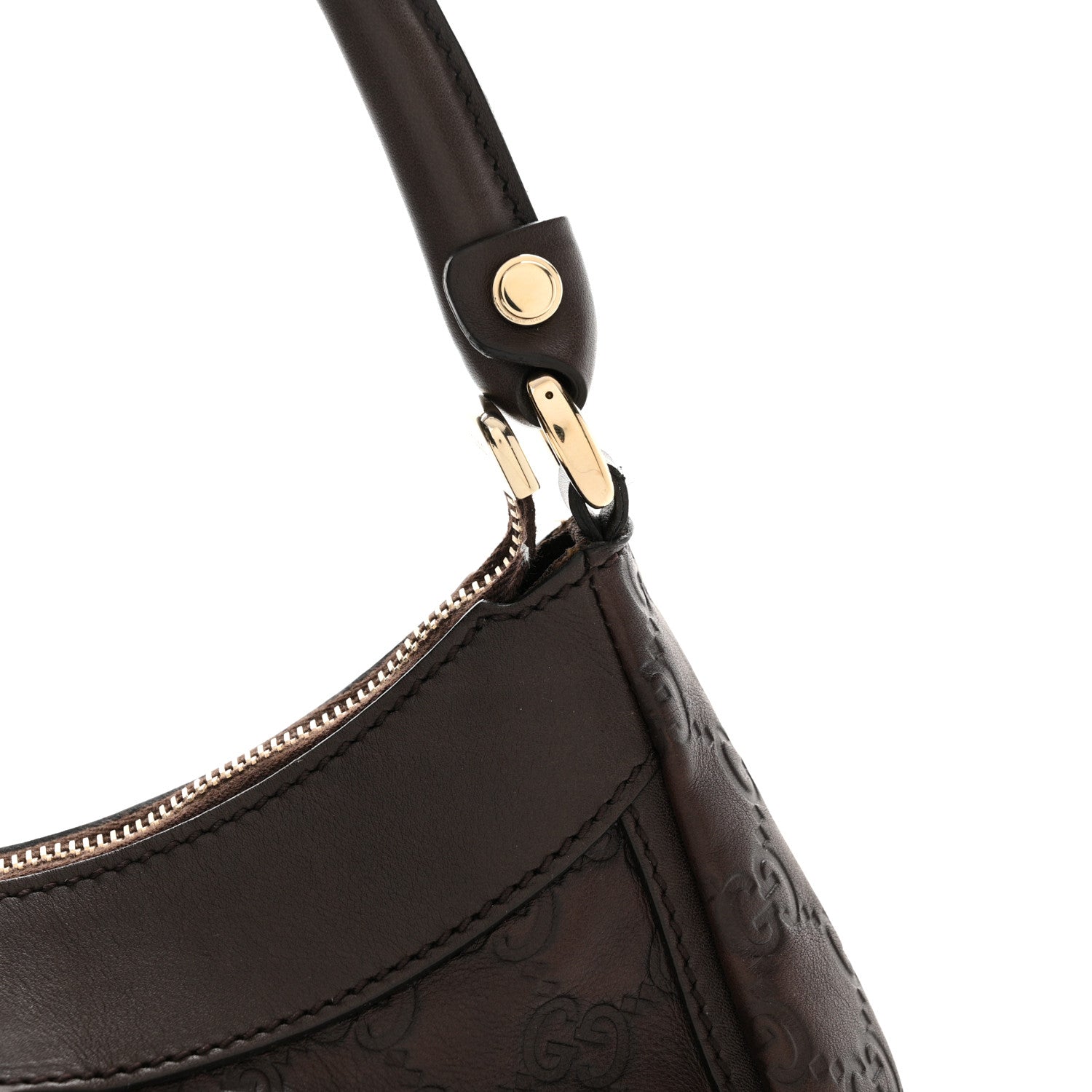 Gucci Guccissima Small D Gold Ring Shoulder Bag Chocolate Brown 11 of 14