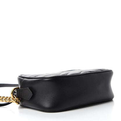 Gucci Calfskin Matelasse Mini GG Marmont Chain Shoulder Bag Black 4 of 12