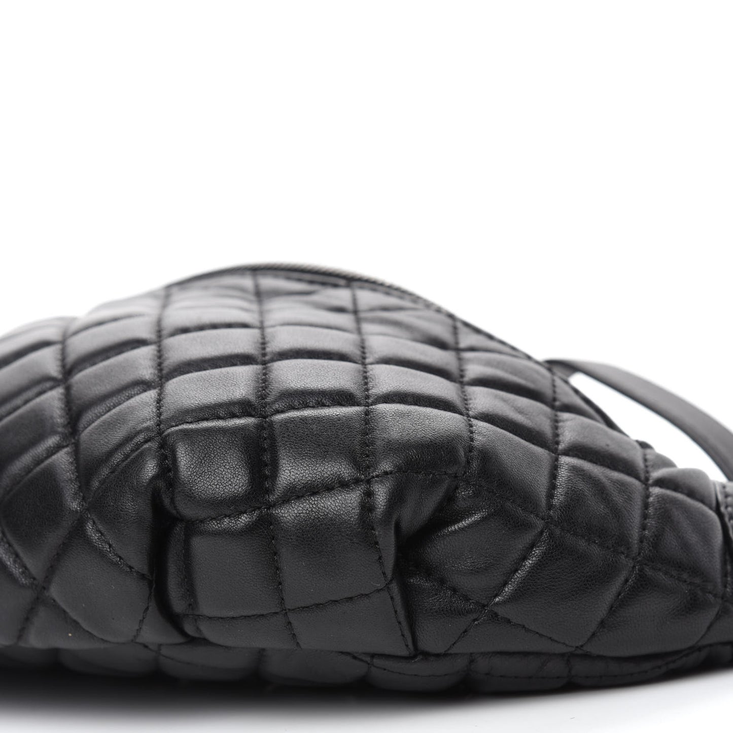 Lambskin Quilted Banane Waist Bag Fanny Pack Black