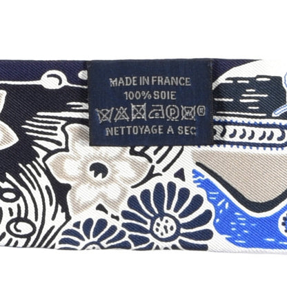 Hermes Silk Bingata Twilly Marine Tabac White 3 of 3
