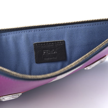 Fendi Vitello Elite Crystal Eye Monster Zip Pouch Cobalt Multicolor 6 of 10