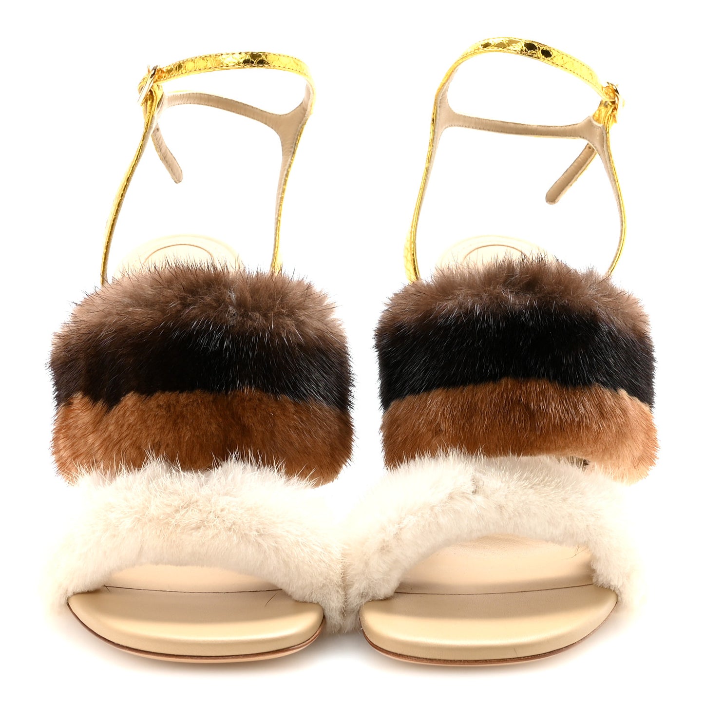 Mink Ayers Lucite Fendi First 95mm Sandals 38 Natural Brown