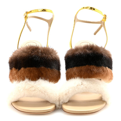 Fendi Mink Ayers Lucite Fendi First 95mm Sandals 38 Natural Brown 3 of 10