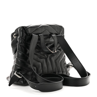 Saint Laurent Calfskin Y Quilted Monogram Small Loulou Backpack Black 3 of 14