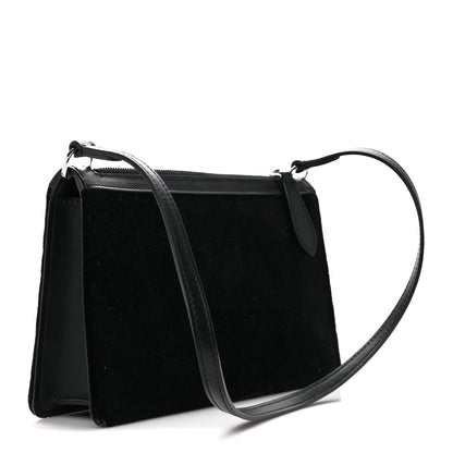 Burberry Velvet Crystal TB Equestrian Knight Shoulder Bag Black 3 of 9