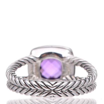 David Yurman Sterling Silver Diamond Amethyst 7mm Petite Albion Ring 53 6.5 3 of 4