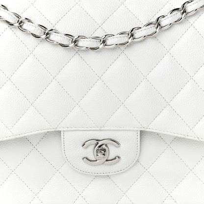 Chanel Caviar Quilted Jumbo Double Flap White 8 of 12