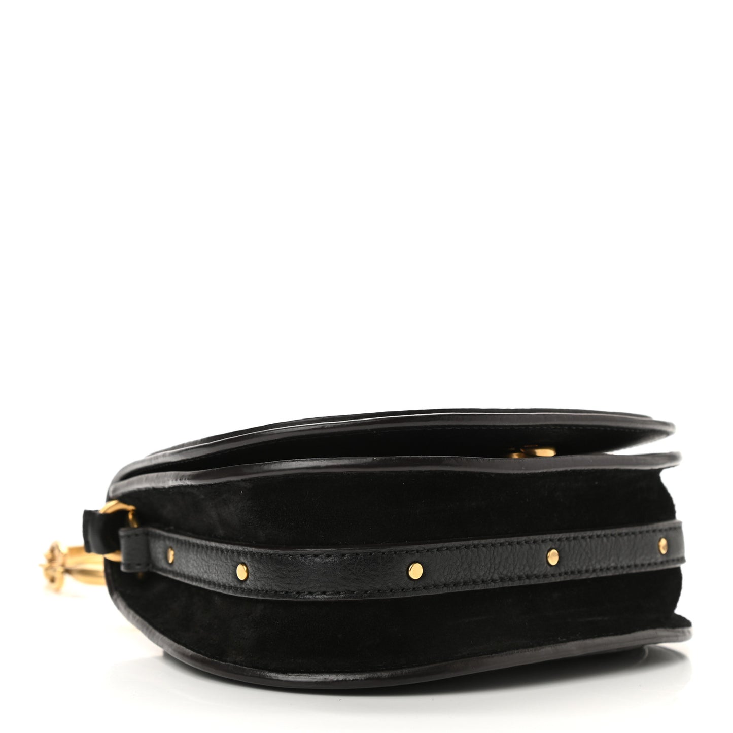 Calfskin Suede Small Nile Bracelet Bag Black