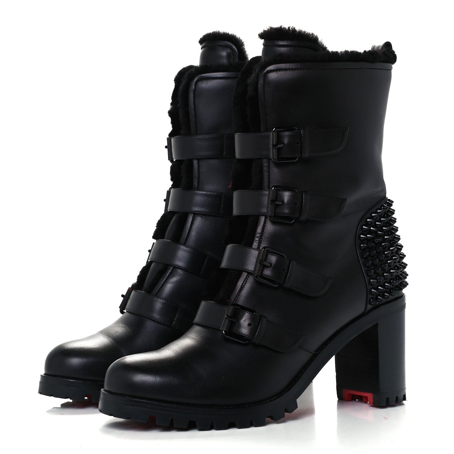Christian Louboutin Calfskin Shearling Glorymount 70 Boots 39 Black 3 of 10