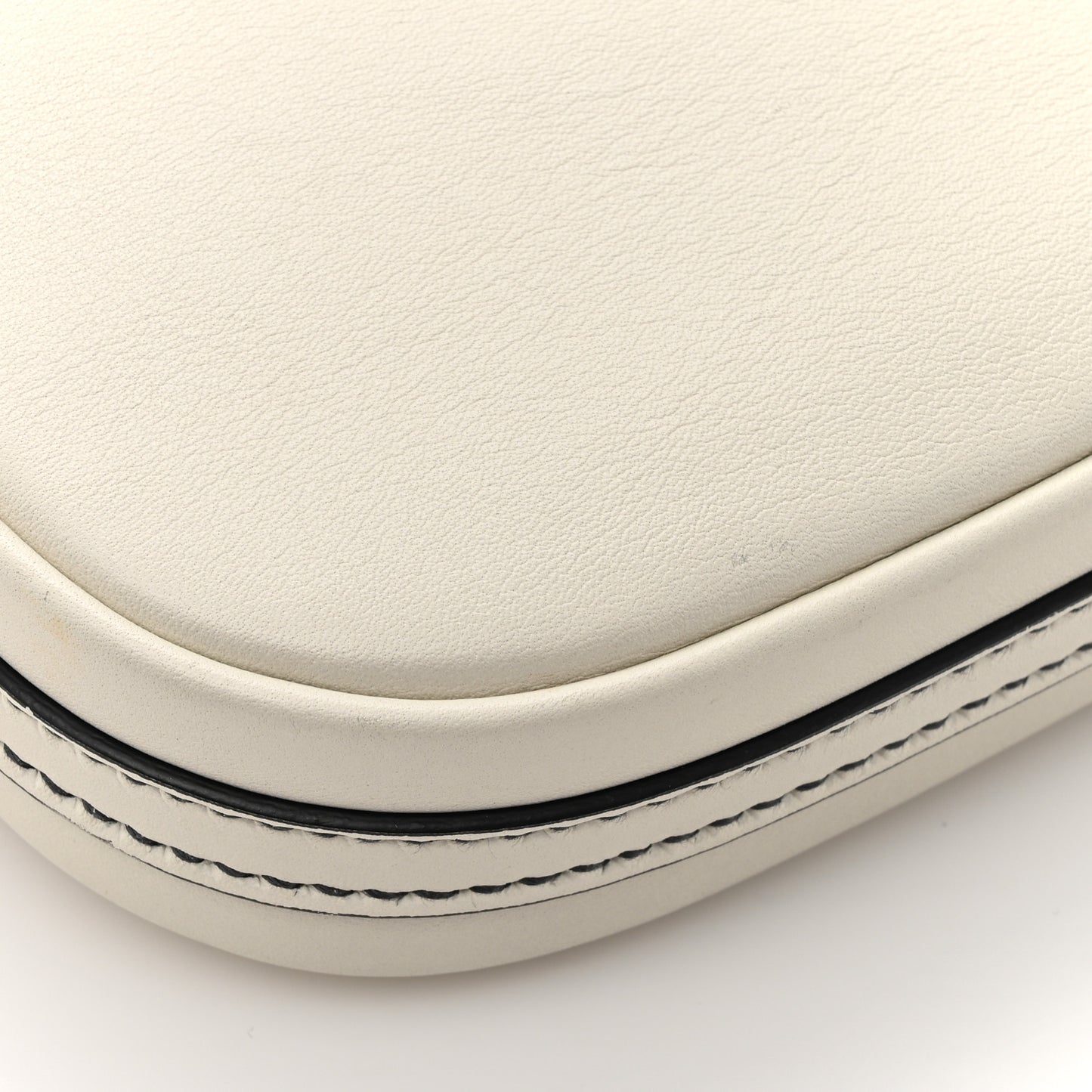 Calfskin Mini D Fence Saddle Bag White