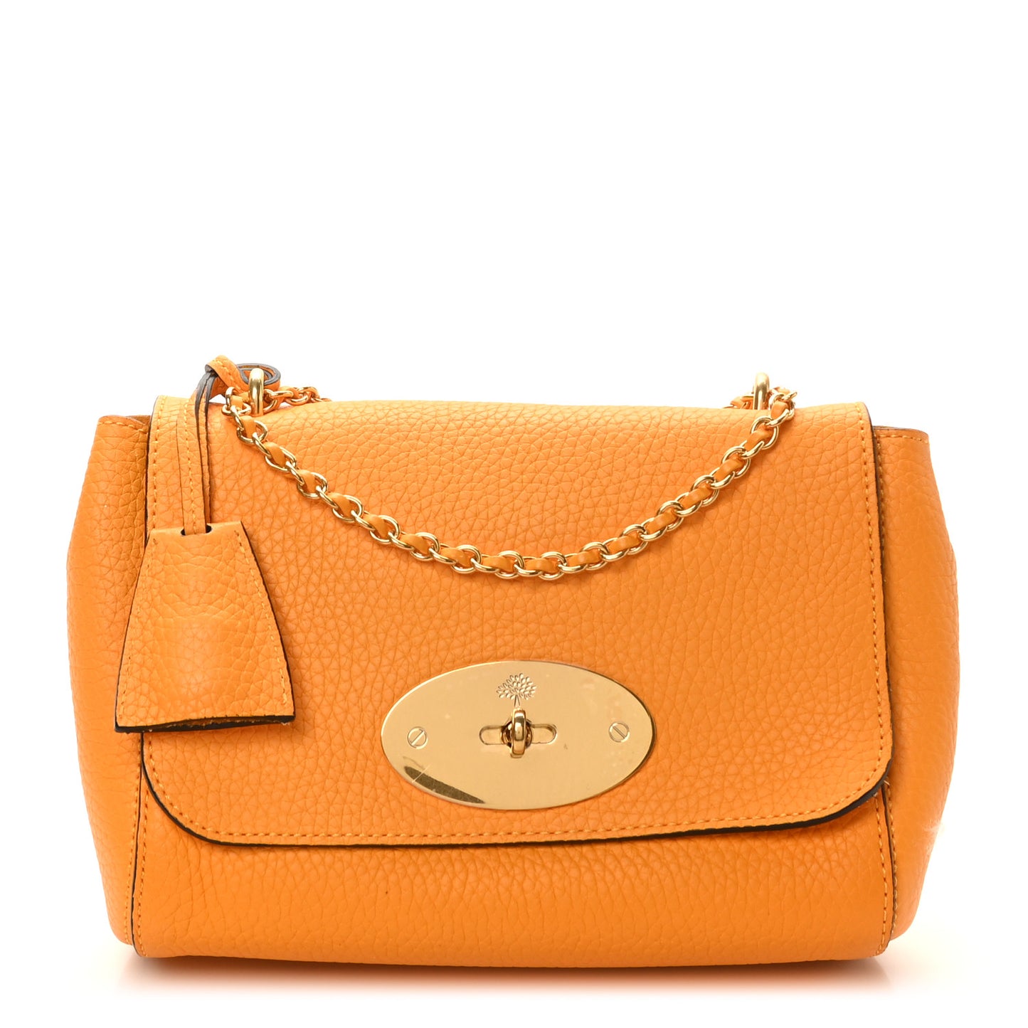 Small Classic Grain Calfskin Small Lily Flap Deep Amber