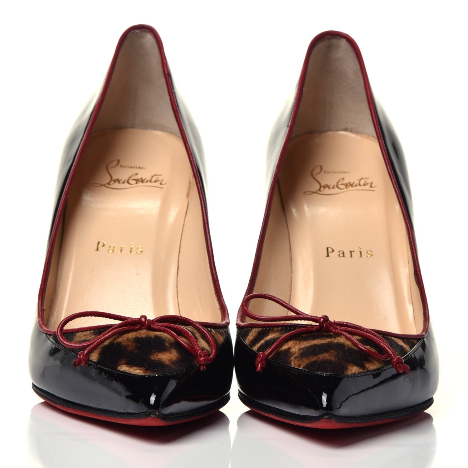 Christian Louboutin Patent Calf Hair Leopard Print Pump 37 Black 2 of 8