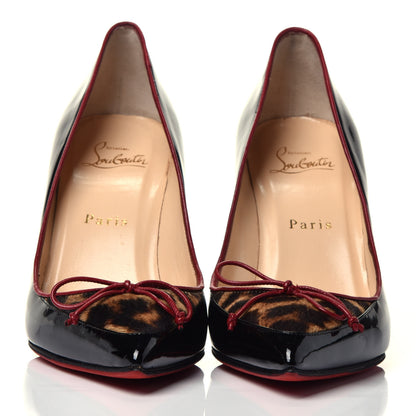 Christian Louboutin Patent Calf Hair Leopard Print Pump 37 Black 2 of 8