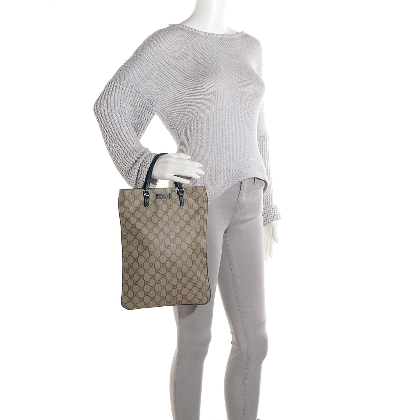 GG Plus Monogram Flat Vertical Tote Blue