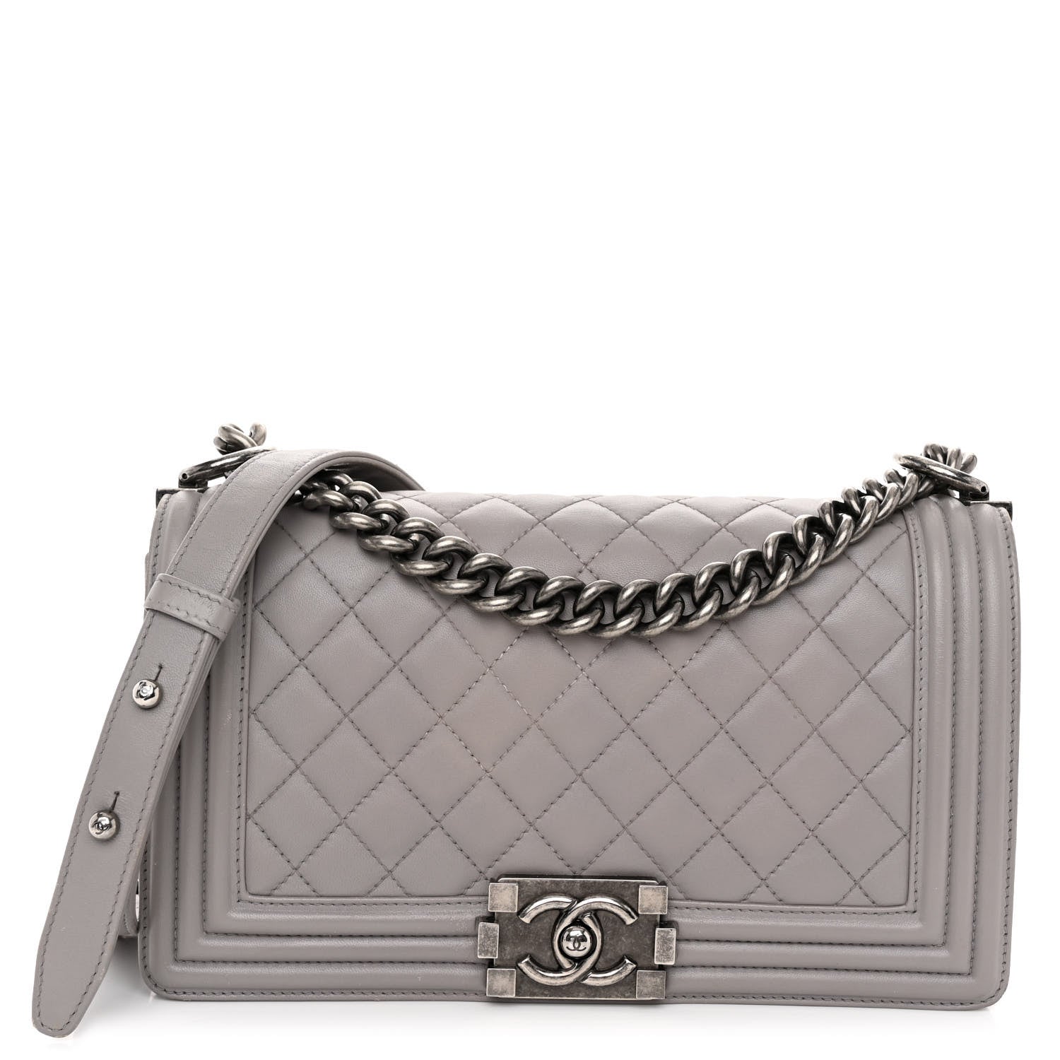 Chanel Calfskin Quilted Medium Boy Flap Grey 1 of 10