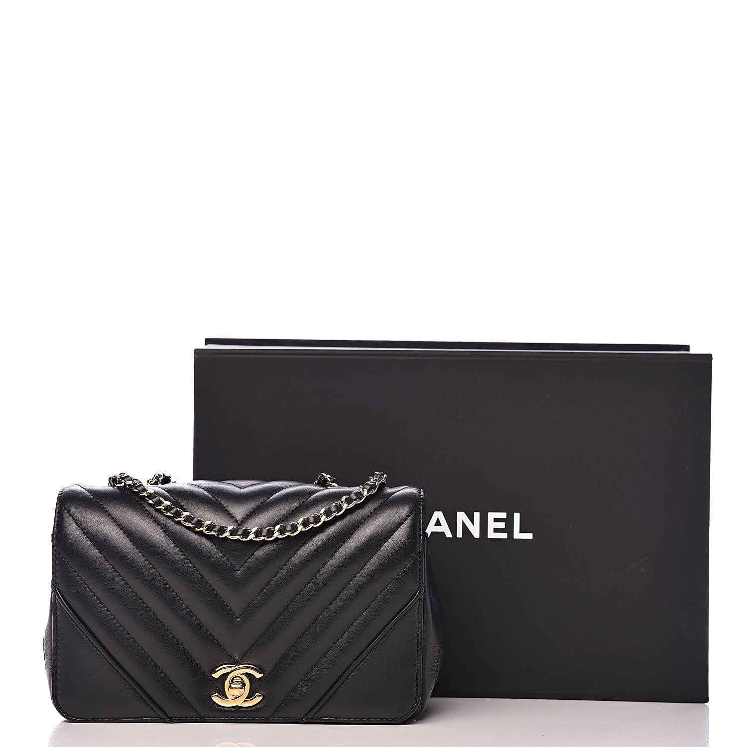Chanel Calfskin Chevron Quilted Mini Statement Flap Black 14 of 14