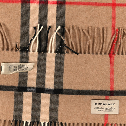 Burberry Cashmere Giant Check Fringe Scarf Camel 3 of 3