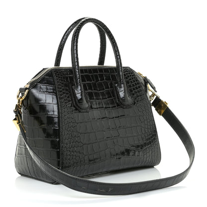 Givenchy Calfskin Crocodile Embossed Small Antigona Black 3 of 13