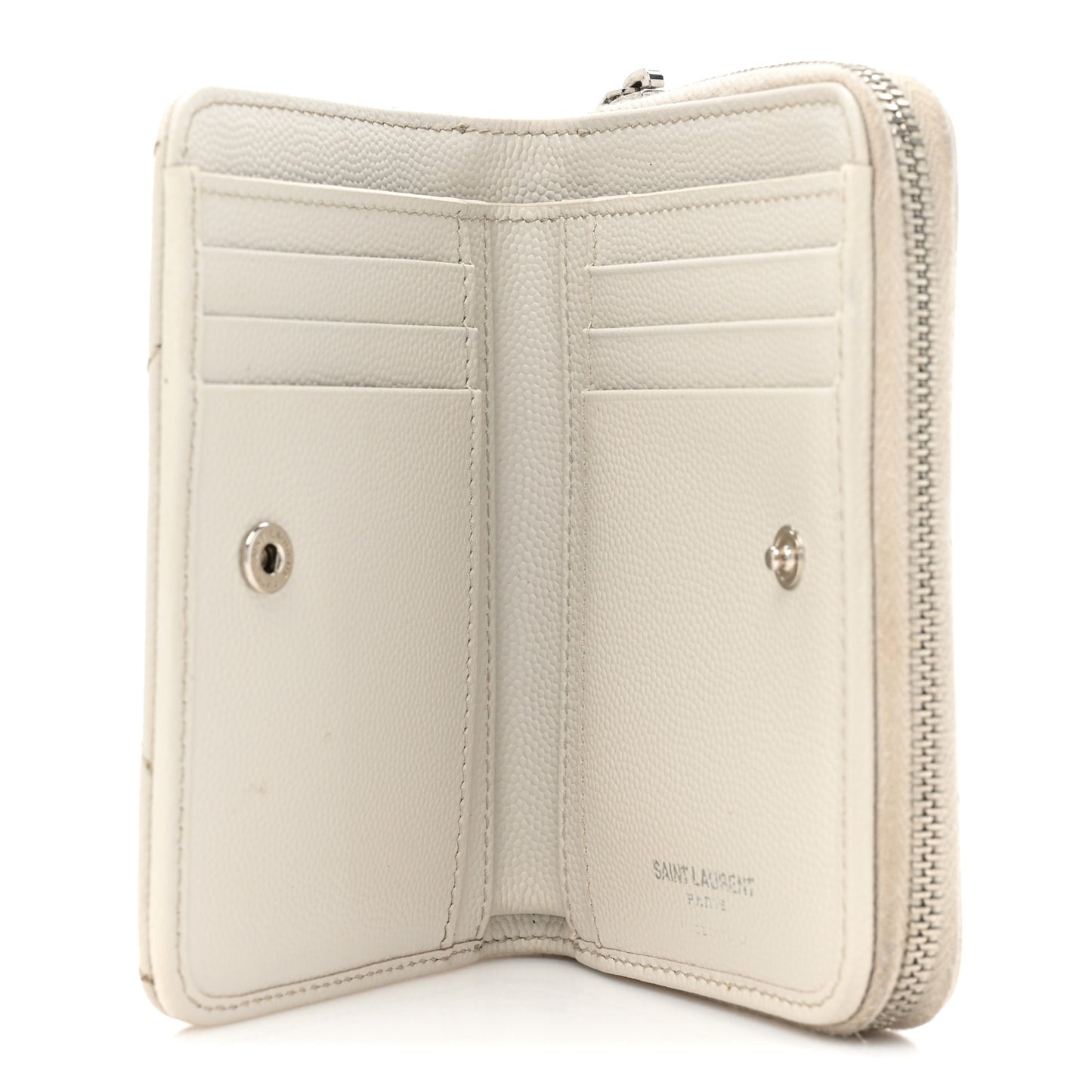 Grain De Poudre Matelasse Chevron Monogram Compact Zip Around Wallet Ivory
